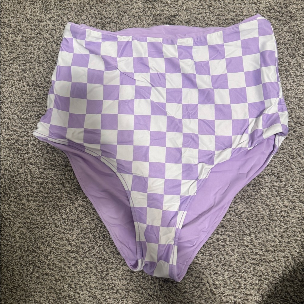 Coral Reef Checkered Purple and White Swim Bottom